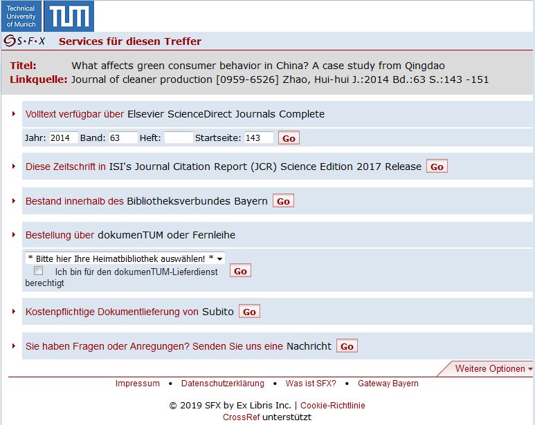 Beispiel einer SFX-Anzeige