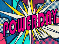 Pop-Art-Grafik mit Schriftzug "Powerday"