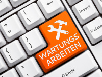 Tastatur mit Aufschrift "Wartungsarbeiten"