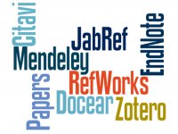 Tagcloud with the terms Citavi, Mendeley, JabRef, RefWorks, EndNote, Docear, Zotero