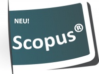 Icon of flag reading "New! Scopus"