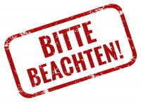 Stempel mit Aufschrift "Bitte beachten"