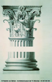 Corinthian capital with base from the Temple of Iuppiter Tonans by Friedrich von Gärtner
