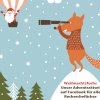 Grafik mit Weihnachtsmann im Heißluftballon und Fuchs mit Fernglas