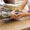 Book handover at the circulation desk