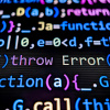 Error in computer code displayed on pixelated screen with colorful characters on dark background