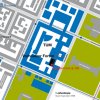 Map of TUM Main Campus giving directions to the Vorhoelzer Forum