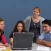 Group of students with notebook