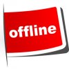 Stylisierte rote Fahne mit Schriftzug "offline"