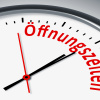 Uhr mit Beschriftung Öffnungszeiten