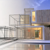 Foto-Grafik-Collage eines Architektenhauses