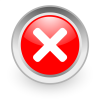 Icon for errors or cancellation (white cross in red circle)