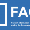 Slide mit Aufschrift "FAQ – Aktuelle Informationen zu unseren Services während der Corona-Pandemie"