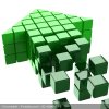 Graphic of an arrow made of green cubes